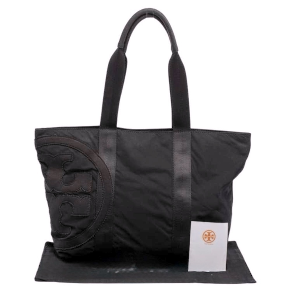 Tory Burch Penn Nylon Black Logo Tote Bag